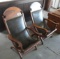Lot of (2) Wood & Leather Studded Lounge Chairs