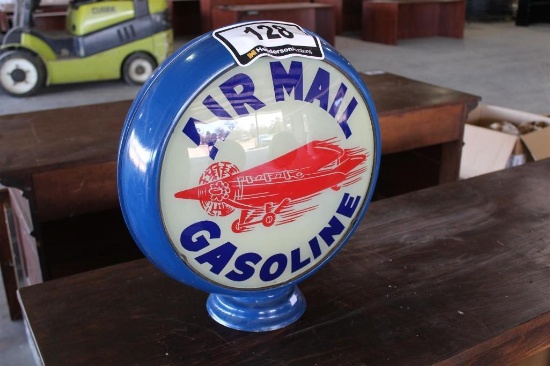 Air Mail Gasoline Metal Globe w/ Glass Inserts