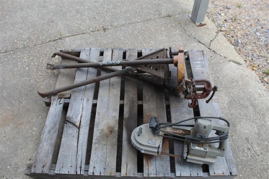 LOT W/ PIPE STAND AND PORTER CABLE