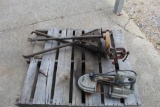 LOT W/ PIPE STAND AND PORTER CABLE