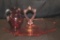VINTAGE PINK GLASS SERVING PLATTER AND SMALL PITCHER