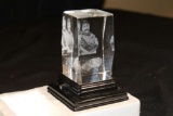 Dale Earnhardt laser etched glass cube and hologram light base