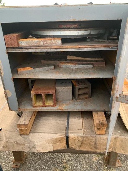 METAL BOX W/ PORTAGE MULTI-AXIS PLATE AND OTHER MISC METALS