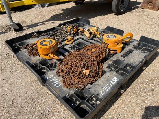 PALLET OF CHAINFALLS AND COMEALONGS