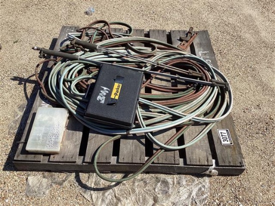LOT OF TORCH HOSES AND TORCHES W/ BOSES OF GAUGES AND FITTINGS