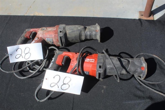 LOT OF 2 HILTI WSR1000 ELECTRIC RECIPROCATING SAWS