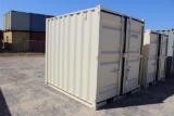 CONTAINER WITH DOUBLE FRONT DOORS, WINDOW, SIDE DOOR, AND FORK HOLES