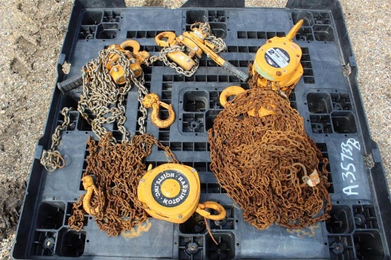 PALLET OF CHAINFALLS AND COMEALONGS