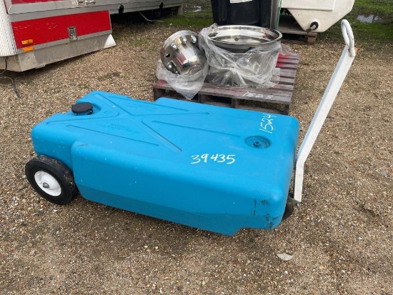 PULL ALONG STORAGE TANK W/WHEELS