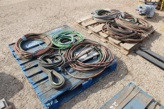 PALLET OF ACETYLENE HOSE WITH TORCH AND HOSE REPAIR KIT