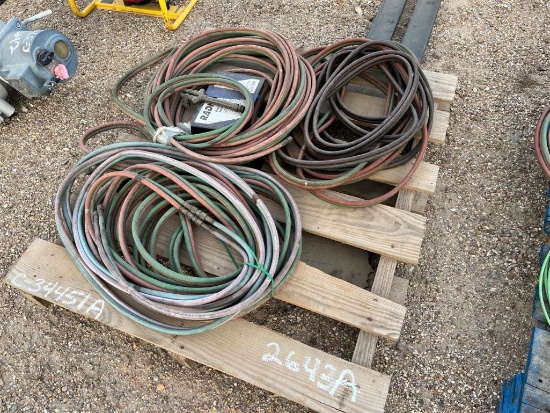 PALLET OF ACETYLENE HOSE WITH TORCH AND HOSE REPAIR KIT