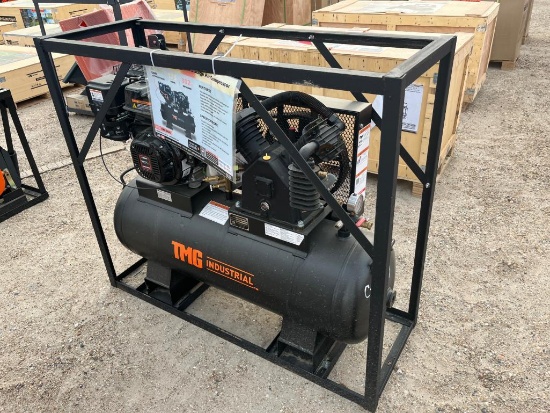 40 GALLON AIR COMPRESSOR, GAS MOTOR SKID MTD