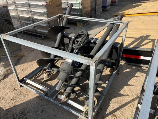 AUGER ATTACHMENT WITH 3 BITS FOR SKID STEER