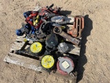 PALLET OF SAFETY STRAPS AND 10 TON PLATE CLAMP