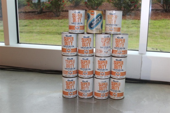 LOT OF 15 GULF QUART OIL CANS