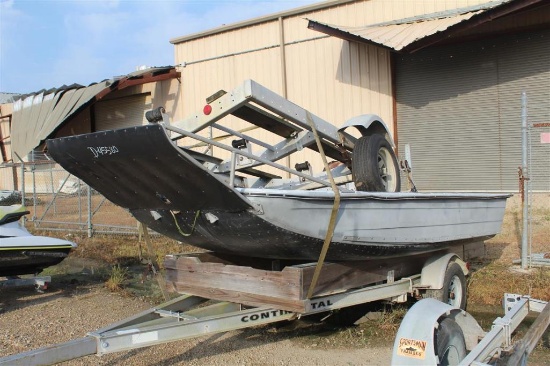 12FT AIR BOAT WITH NO MOTOR AND 2 TRAILER