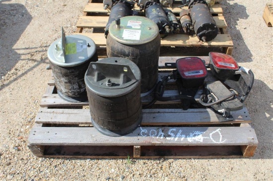 PALLET OF AIR BAGS FOR TRUCK, LIGHTS, DIESEL PEDAL