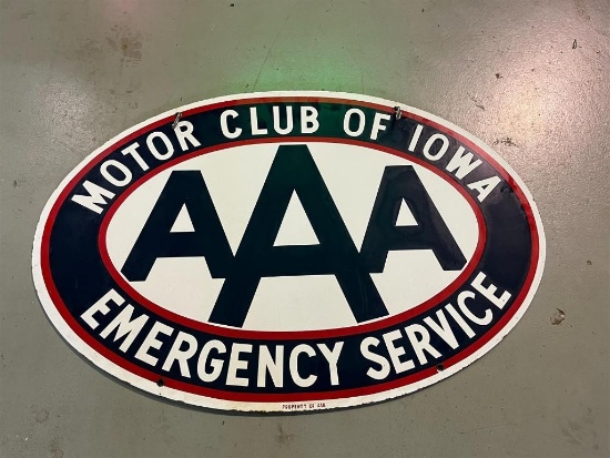 AAA MOTOR CLUB OF IOWA SIGN | Offered at No Reserve