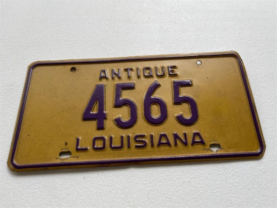 LOUISIANA ANTIQUE CAR LICENSE PLATE  | Offered at No Reserve