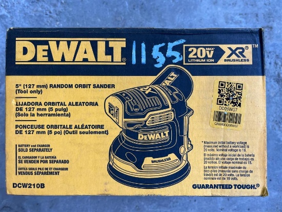 DEWALT 5 INCH ORBIT SANDER BRUSHLESS 20V