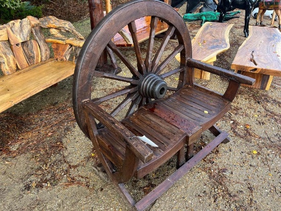 WAGON WHEEL BACKED BENCH