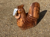 WOODEN ROOSTER SCULPTURE