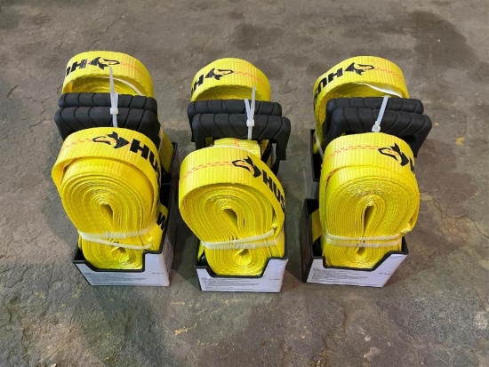 LOT OF 6 HEAVY DUTY HUSKY RATCHET TIE DOWN STRAPS