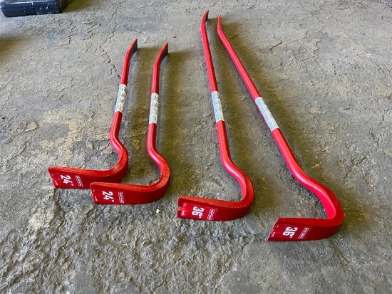 LOT OF TWO 24 INCH AND TWO 36 INCH SPRING STEEL WRECKING BARS