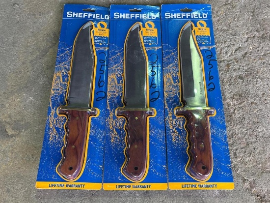 LOT OF 3 SHEFFIELD BOWIE KNIVES