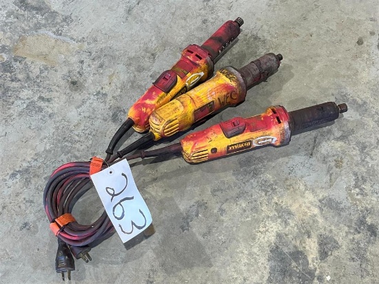 LOT OF THREE DEWALT DWE4887 1.5 IN DIE GRINDERS
