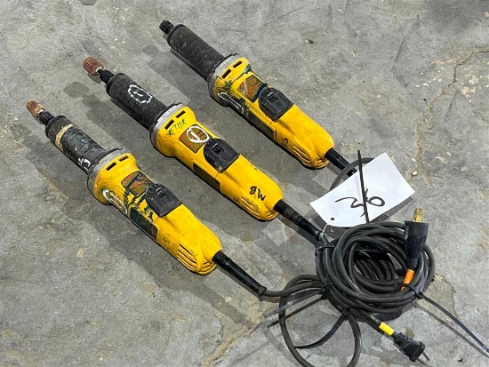 LOT OF THREE DEWALT 1 1/2 INCH DIE GRINDER
