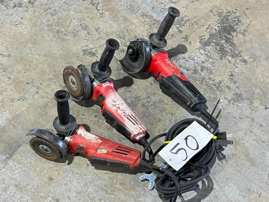 LOT OF THREE MILWAUKEE ANGLE GRINDERS