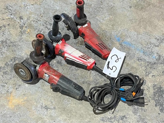 LOT OF THREE MILWAUKEE ANGLE GRINDERS