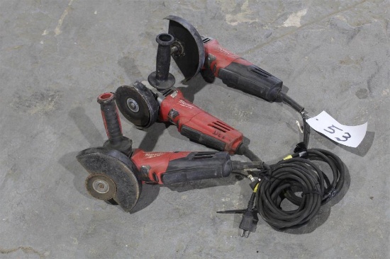 LOT OF THREE MILWAUKEE ANGLE GRINDERS