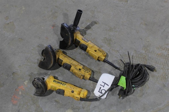 LOT OF THREE DEWALT ANGLE GRINDERS