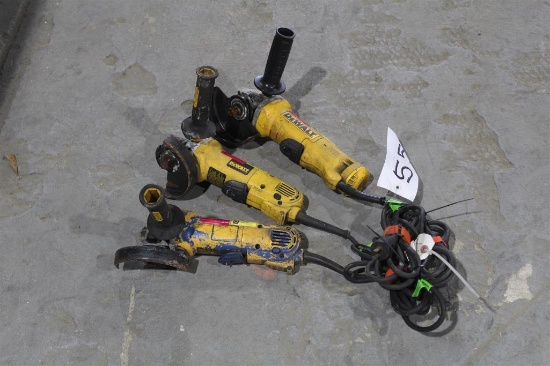 LOT OF THREE DEWALT ANGLE GRINDERS