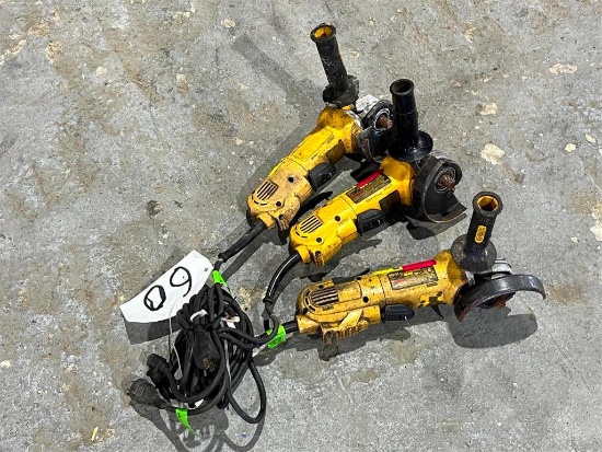 LOT OF THREE DEWALT ANGLE GRINDERS