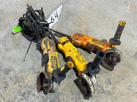 LOT OF THREE DEWALT 4 1/2 INCH ANGLE GRINDERS