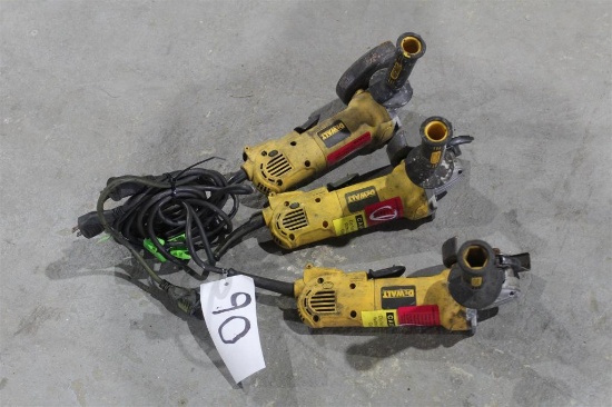 LOT OF THREE DEWALT 4 1/2 INCH ANGLE GRINDERS
