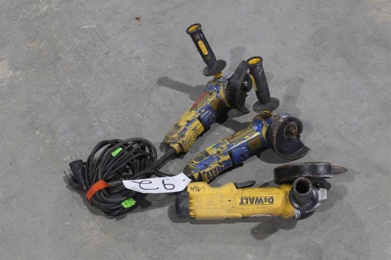 LOT OF THREE DEWALT ANGLE GRINDERS