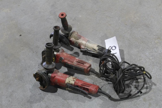 LOT OF THREE MILWAUKEE ANGLE GRINDERS