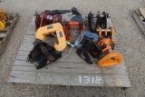 PALLET OF BEAM DOLLIES AND CLAMPS