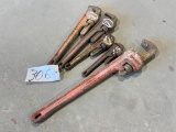 LOT OF FIVE PIPE WRENCHES