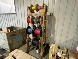 LOT OF ASSORTED WIRE ON WOOD RACK