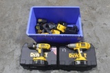 LOT 18V DEWALT DRILL BATTERIES IMPACT CHARGERS AND 2 CASES
