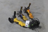 LOT OF THREE DEWALT 4 1/2 INCH ANGLE GRINDERS