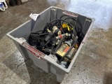 BOX OF ELECTRICAL PLUGS AND COMPONENTS