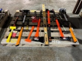 PALLET OF AXES, HAMMERS, LEVEL