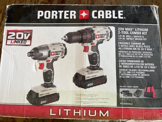 PORTER CABLE 2 TOOL COMBO KIT DRILL DRIVER AND IMPACT DRIVER