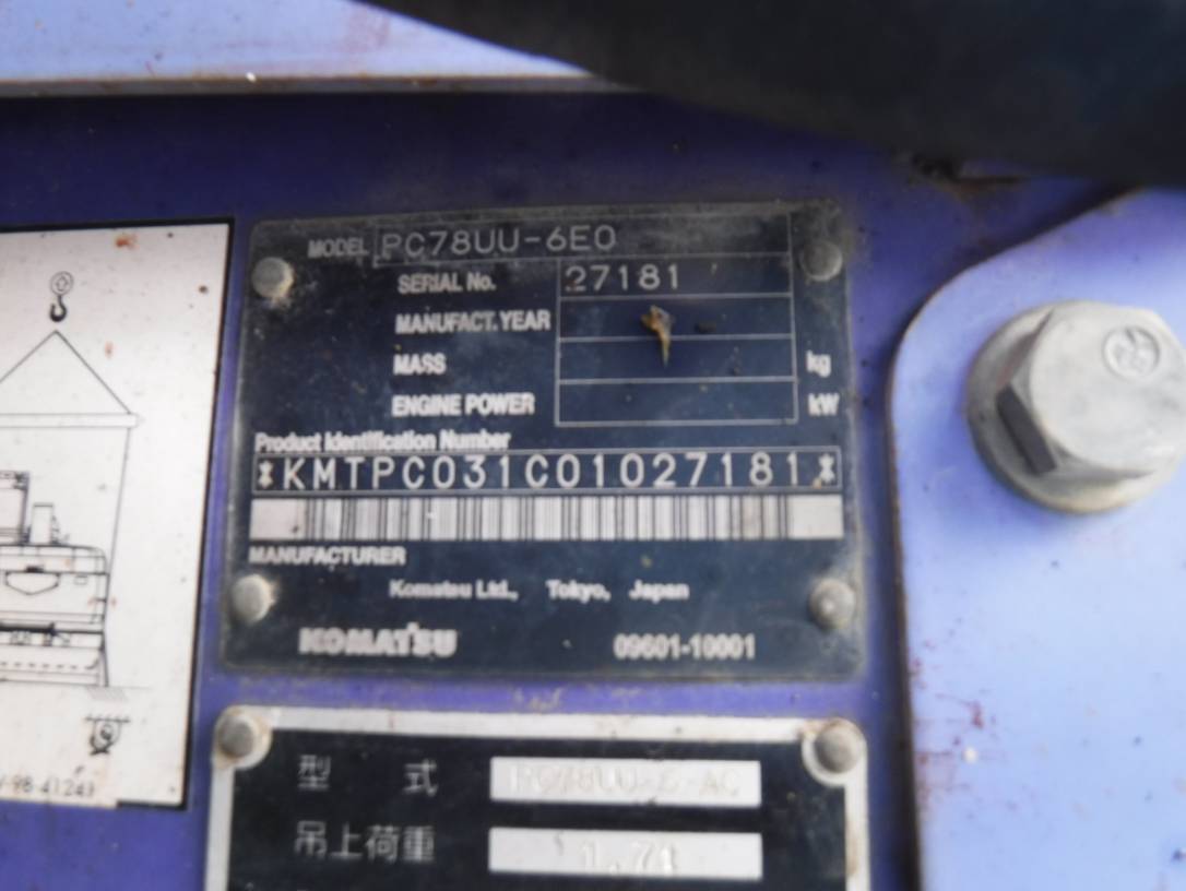 KOMATSU PC78UU-6E0 27181 | Proxibid